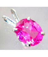 SP002, 10x8mm Created Pink Sapphire, 925 Sterling Silver Pendant - £41.11 GBP