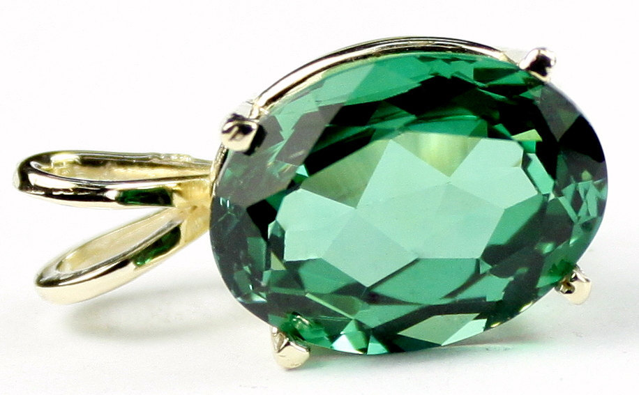Primary image for P006, 14x10mm 7ct, Created Emerald Spinel, 14KY Gold