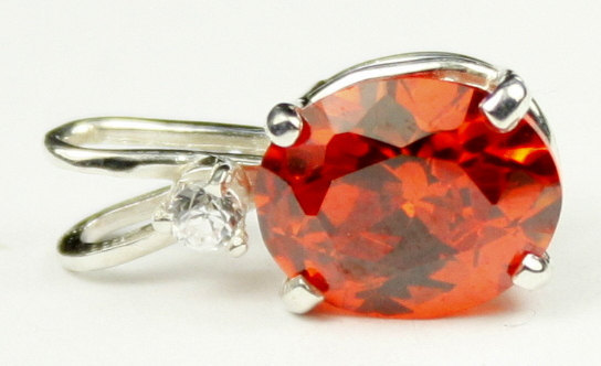 SP020, 10x8mm, 3.3 ct Created Padparadsha Sapphire, 925 Sterling Silver Pendant