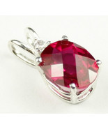 SP020, 10x8mm, 3.3 ct Created Ruby, 925 Sterling Silver Pendant - £36.04 GBP