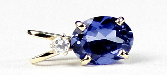 P020, Created Blue Sapphire, 14KY Gold