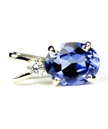 P021, Created Blue Sapphire, 14KY Gold Pendant - £112.43 GBP