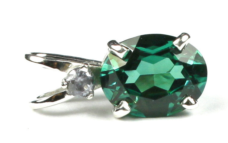 SP020, Created Emerald Spinel, 925 Sterling Silver Pendant - $80.99