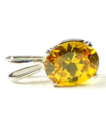 SP002, 10x8mm Golden Yellow CZ, 925 Sterling Silver Pendant - £27.02 GBP