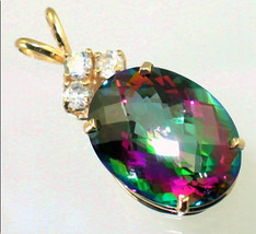 P016, Mystic Fire Topaz, 14KY Gold Pendant - £686.48 GBP