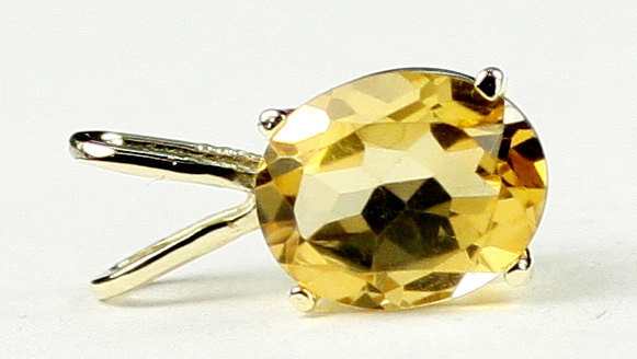 P002, Genuine Citrine, 14KY Gold Pendant
