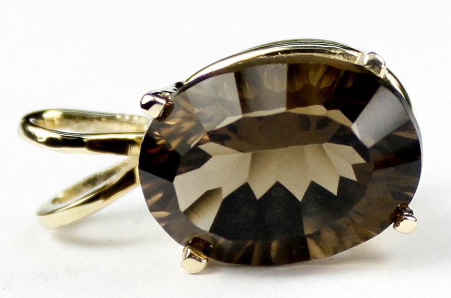 P006, 7ct Smoky Quartz, 14KY Gold Pendant