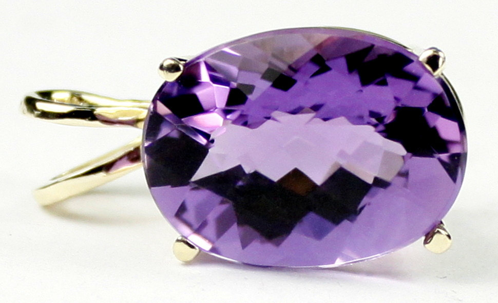 P006, 14x10mm 7ct, Amethyst, 14KY Gold Pendant