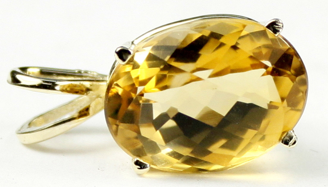 P006, 14x10mm 7ct, Citrine, 14KY Gold Pendant