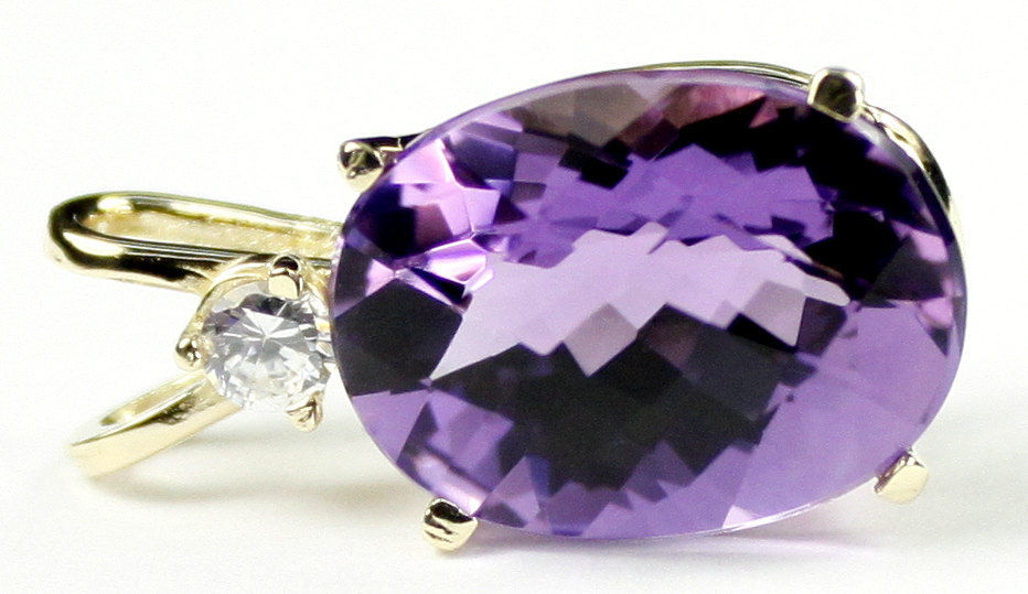P019, 14x10mm 7ct, Amethyst, 14KY Gold Pendant