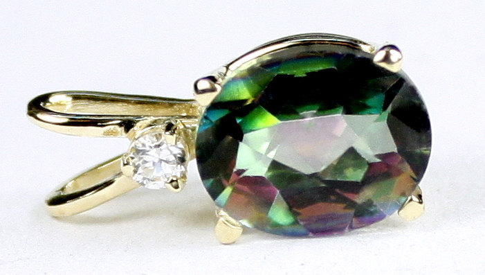 P020, Mystic Fire Topaz, 14KY Gold Pendant