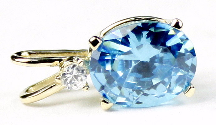 P020, Swiss Blue Topaz, 14KY Gold Pendant