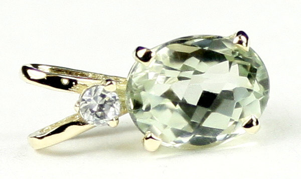P021, Green Amethyst, 14KY Gold Pendant