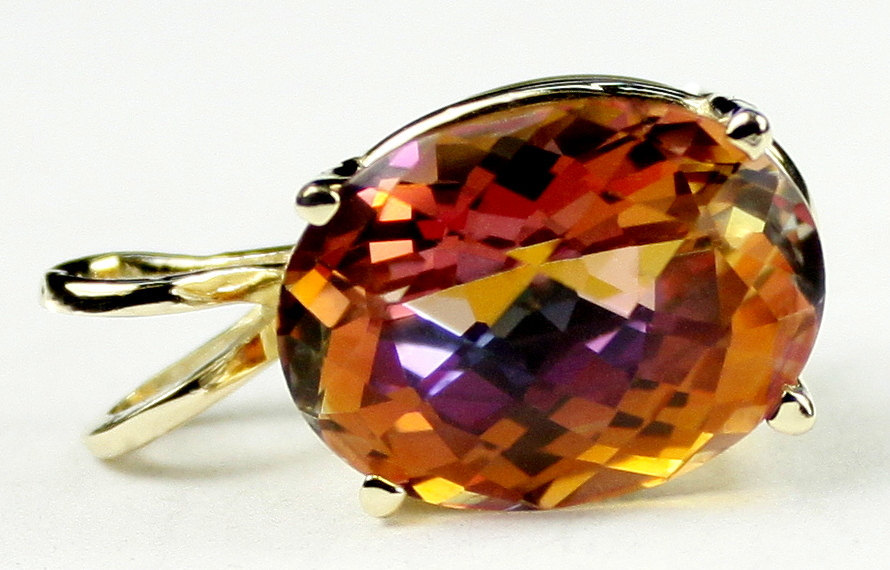 P040, Twilight Fire Topaz, 14KY Gold Pendant