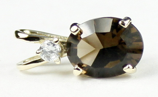 P021, Smoky Quartz, 14KY Gold Pendant