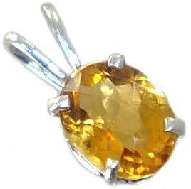 SP002, 10x8mm Natural Citrine, 925 Sterling Silver Pendant