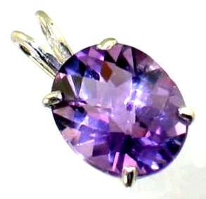 SP002, 10x8mm Natural Brazilian Amethyst, 925 Sterling Silver Pendant