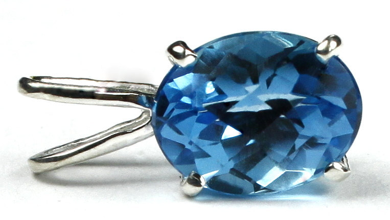 Primary image for SP002, 10x8mm Swiss Blue Topaz, 925 Sterling Silver Pendant