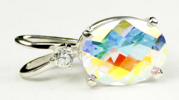 SP020, 10x8mm, 3.3 ct Mercury Mist Topaz, 925 Sterling Silver Pendant
