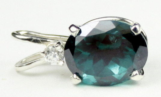 SP020, 10x8mm, 3.3 ct Paraiba Topaz, 925 Sterling Silver Pendant