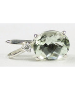 SP020, 10x8mm, 3.3 ct Green Amethyst, 925 Sterling Silver Pendant - £40.43 GBP
