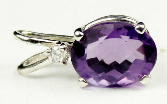 SP020, 10x8mm, 3.3 ct Amethyst, 925 Sterling Silver Pendant