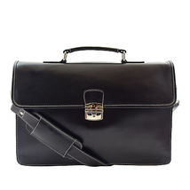 DR321 Men&#39;s Leather Slimline Organiser Briefcase Black - £88.33 GBP