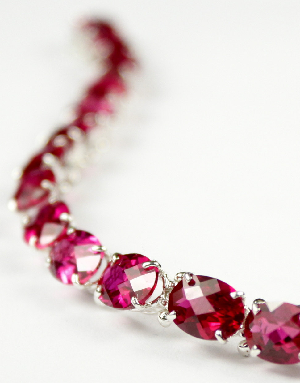 SB002, 8x6mm 30 cts, Created Ruby, 925 Sterling Silver Bracelet - $325.28