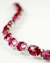 SB002, 8x6mm 30 cts, Created Ruby, 925 Sterling Silver Bracelet - £257.02 GBP