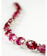 SB002, 8x6mm 30 cts, Created Ruby, 925 Sterling Silver Bracelet - £260.01 GBP