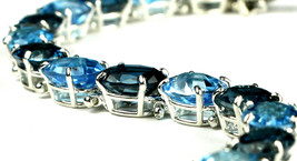SB003, London Blue Topaz & Swiss Blue Topaz, 925 Sterling Silver Bracelet - $1,173.14