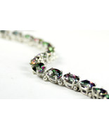 SB001, 8x6mm Mystic Fire Topaz, 925 Sterling Silver Bracelet - £272.28 GBP