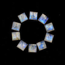 10 Pcs Natural White Rainbow Moonstone Gemstone Cabochon Lot Calibrated, R30818 - £17.09 GBP