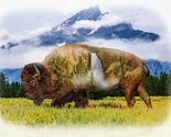 31" X 44" Panel Bison Buffalo Mountains Call of the Wild Cotton Fabric D... - $13.74