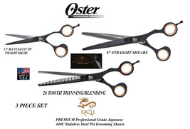 Oster Kazu 440C Stainless Steel&amp;Alloy Thinner&amp;Straight Shear Scissor Set Blender - £236.68 GBP
