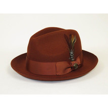Men Bruno Capelo Fedora Hat Wool 100% Fine Australian Wool Marco MC943 Brandy image 4