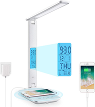 LED Desk Lamp with Wireless Charger, USB Charging Port, Adjustable Foldable ​Tab - £26.56 GBP