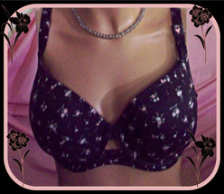 38D Black Pink Ditsy Floral  Smooth Body by Victorias Secret Lined Demi UW Bra  - £31.86 GBP