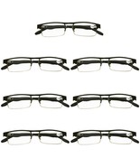 7 Pair Mens Metal Half Frame Rectangle Reading Glasses Spring Hinge Slim... - £17.19 GBP