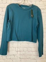 Wild Fable Womens Medium Crop Top Green Teal Pullover Long Sleeve Round ... - $6.92
