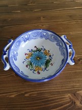 Vintage Vestal Handled Bowl Hand-Painted  Portugal - £15.67 GBP