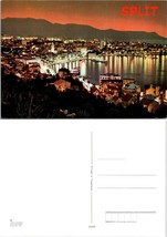 Croatia Dalmatia Split City Adriatic Sea View at Night Lights Vintage Postcard - £7.40 GBP