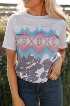 Multi-color Aztec Geometric Print T-shirt - £15.41 GBP