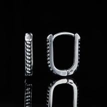 Surgical Steel Silver Oval Huggie Hoop Earrings Men's Women's Jewelry Gift - £13.40 GBP