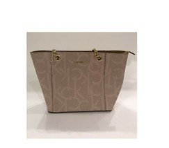 Calvin Klein Tan Large Tote Hand Bag With Zip Closure Gold Straps NEW W/O TAGS - £86.30 GBP