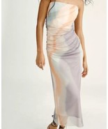 NWT ZARA WOMAN&#39;S STRAPLESS PRINTED TULLE DRESS MULTICOLOR SIZE M 7753/418 - $59.67 CAD