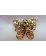 Vintage Juliana Goldtone Amber Citrine Rhinestones Butterfly Pin Brooch - £79.13 GBP