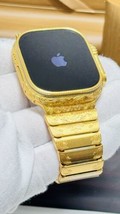 Custom 24k Gold Plated Apple Watch ULTRA 2 49mm Engraved 24k Gold Link Band - $4,749.05