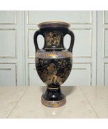 Vintage Antique ADIS 24 Karat Gold Leaf Black Greek Urn Vase Hand Made 7... - $24.99