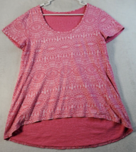 Fresh Producer T Shirt Top Womens Large Pink Geo Print Short Sleeve Round Neck - £11.77 GBP